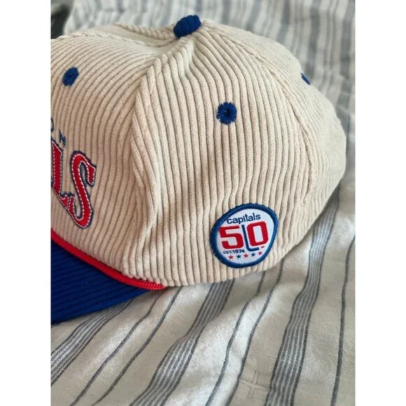 Washington Capitals NHL Hockey Retro Corduroy 50th Anniversary Stadium Hat - Picture 3 of 10